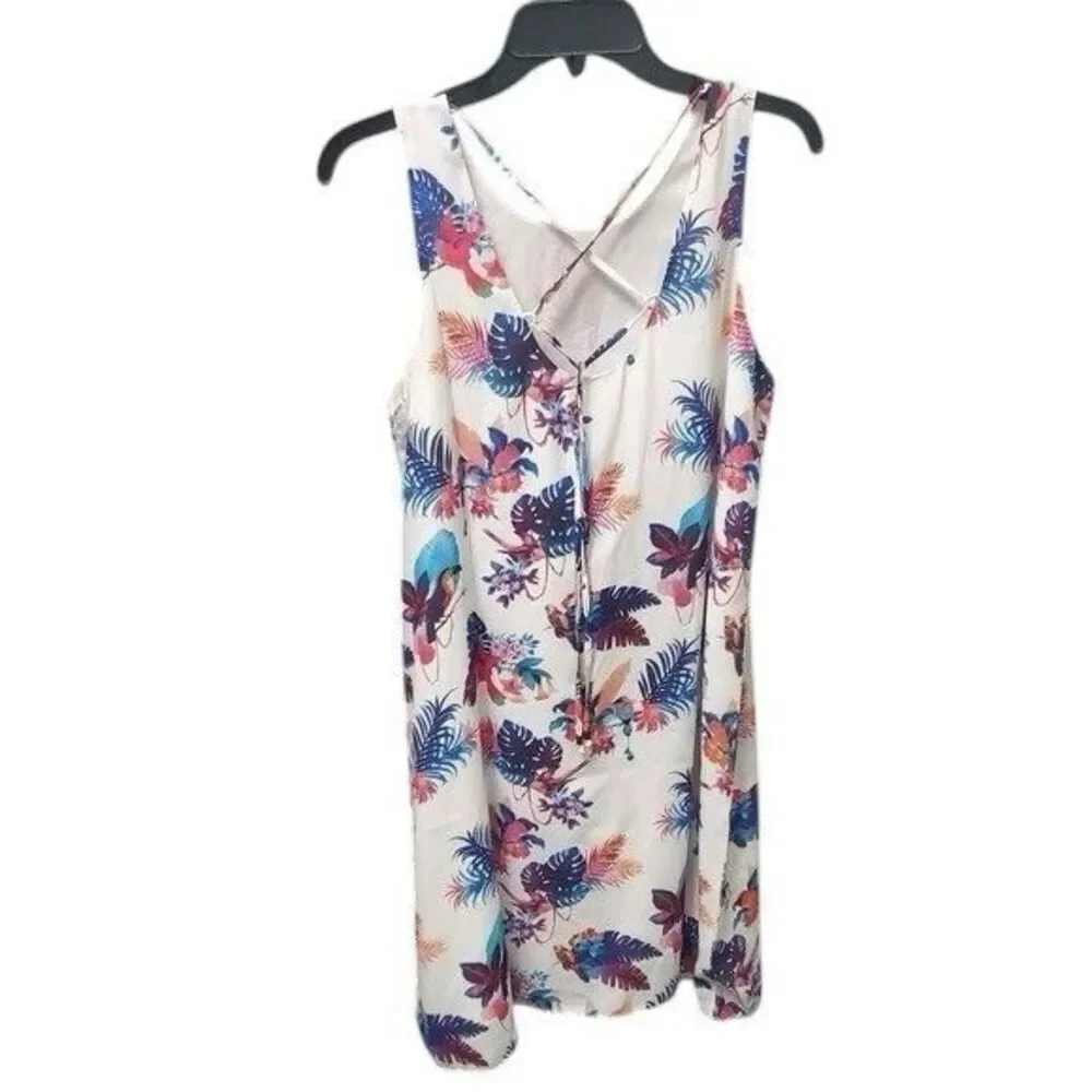 Hatley Tropical Floral Sleeveless Shift Dress XS White Pink Blue Resort Beach - Picture 5 of 11